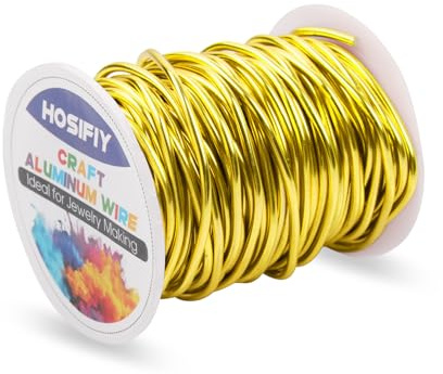 Alambre para Manualidades 2.5mm Aluminio Dorado - Para Esculturas DIY, Joyería, Flores, Tejido - Carrete de 20 Metros