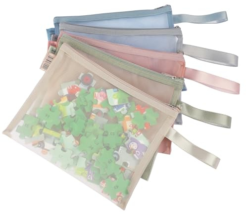 ipow A5 Netztasche mit Reißverschluss, 5 pcs tragbarer Aufbewahrungstasche Netzbeutel aus Nylon Zip-Lock-Beutel für Spielzeug, Dokumenten, Büro, Aufbewahrung, unterweg und mehr