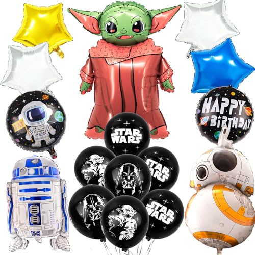 15Pcs Birthday Party Decorations, Star Balloons Foil Balloons Latex Balloon birthday Party Supplies for Kids Boys Girls
