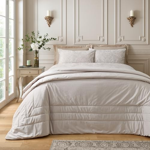 Catherine Lansfield Bridgerton Regal Soft Velvet Quilted 220x230cm Bedspread Cream