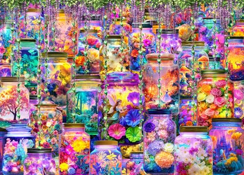 Enchanted Jarscape Jigsaw Puzzle 1000 Teile Erwachsene | Tipps zu den Buchstaben des Rückens/Abschnitte A-D, großes Poster, Größe 70×50cm, staubfrei, Familienaktivität für drinnen