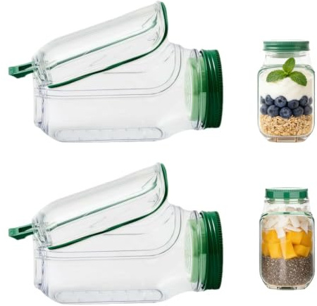 Guiwuiyu 2Pcs Salad Pod, Portable Salad Jar with Side Opening, Vertical Layering Salads Pod Built-In Bowl Design, Salads Jar with Lids for Meal Prep, Fruit, Lunch