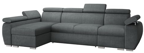 Mirjan24 Ecksofa Boston LCP, Eckcouch mit Schlaffunktion und 2 Bettkästen, Polsterecke mit Einstellbare Kopfstützen, L-Sofa, Wohnlandschaft (Flow 21, Seite: Links - LCP+2R+1P(65)