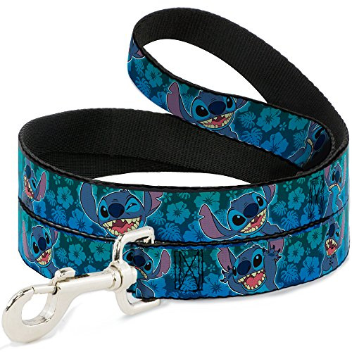 Disney Dog Leash | Lilo and Stitch Expressions Hibiscus Collage Green Blue Fade Durable Stylish For Walks