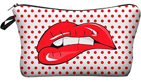 Modische Kulturtasche Kosmetikbeutel Schminktasche Make-Up Bag Kulturbeutel Wasserabweisend Originelle Print-Motive für Reisen, Urlaub und Alltag (Rote Lippen)
