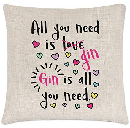 Gin Ist All You Need Leinen Kissenbezug