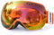 Supertrip Ski Goggles Men & Women Skiing Snowboard Goggles Over Glasses Interchangeable Lens UV400 Protection Anti-fog Snow Skate Goggles Orange Revo Red (VLT 31%)