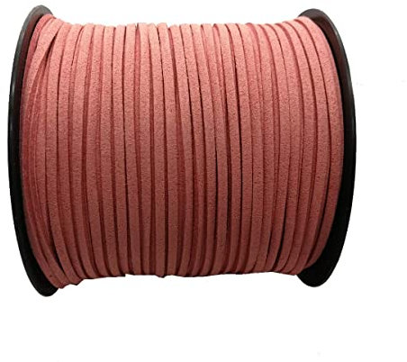 100 Yards 2.6mm Suede Leather Cords Leather Lace Flat Faux Suede Cord String Thread Velvet Cord for Necklace, Bracelet, Beading and DIY Crafts(Dusty Pink)
