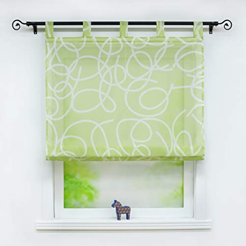 Joyswahl Voile Raffrollo Transparente Raffrollos mit Druck »Minna« Schals mit Schlaufen Fenster Vorhänge BxH 80x140cm Grün 1er Pack