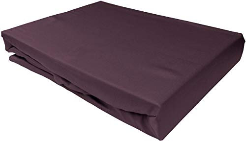 Bettwaesche-mit-Stil Mako Satin Spannbettlaken Spannlaken Spannbetttuch (200 cm x 200 cm, Matratzenhhöhe 21-30cm, Brombeer)