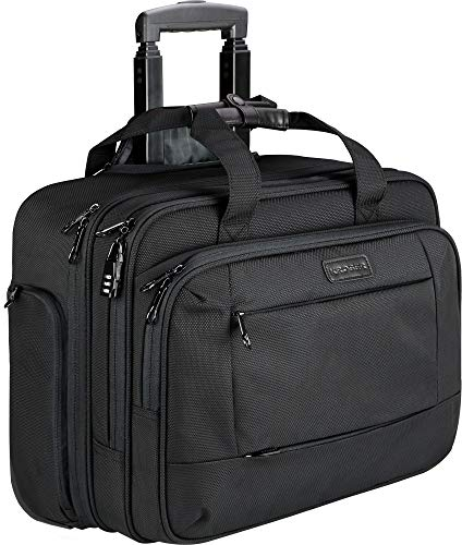KROSER Mallettes à roulettes Portable Sacoche pour Ordinateur Jusqu'à 17,3 Imperméable Porte-Documents avec Poches RFID pour Hommes/Femmes Rolling Laptop Bag