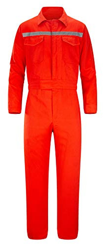 Yukirtiq Herren Arbeitsoveralls Handwerker Overall Arbeitsanzug Werkstatt Rallyekombi Mechanisch Arbeitskleidung Reflektierend Anzug Arbeitsoverall, Orange, L