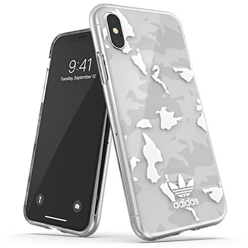 adidas Case Designed for iPhone X Case, iPhone XS Case, Transparent Drop-Tested Cases, Shockproof Raised Edges, Original Snap Case Protective Case, Transparent/White