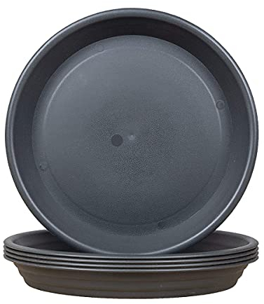 LIKOSO 5 Pcs Plants Saucers, Plastic Plant Pot Saucers Large, Flower Pot Drip Trays for Indoor and Outdoor Plants - Gray,22 CM