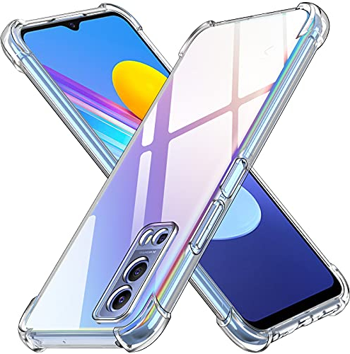 ivoler Funda para Vivo Y52 5G / Vivo Y72 5G, Carcasa Protectora Antigolpes Transparente con Cojín Esquina Parachoques, Suave TPU Silicona Caso Delgada Anti-Choques Case