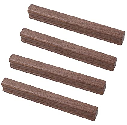 Schubladengriff Möbelgriffe Holzgriffe 4 Stücke Holz Moderner Türgriff Küchengriff Schrankgriff Kommoden Griffe für Möbel Badezimmer Schublade Kleiderschrank,Schwarze Walnuss (Hole distance:160mm)