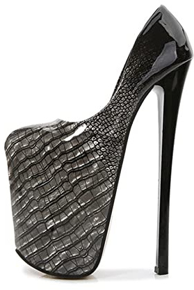 MYENA High Heels Spaß Einweg-Bett HASS-Himmel Hohe Flache Mund Dicke Boden 22 cm ffine mit großen hochwertigen Nachtclub Frauen Schuhe,Silber,44