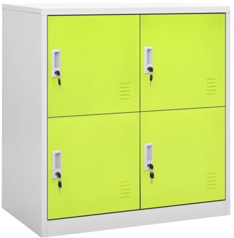 vidaXL Schließfachschrank Umkleideschrank Stahlschrank Metallschrank Lagerschrank Fächerschrank Büroschrank Schrank Hellgrau Grün 90x45x92,5cm Stahl