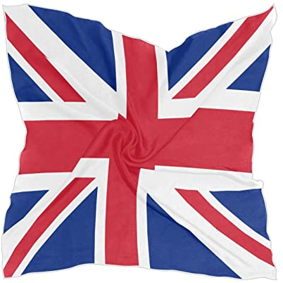 PMAIHNAS Damen Mode Seidenschal Quadrat Satin Kopftuch Halstuch Kopf Haar Wraps, Union Jack Design, Einheitsgröße
