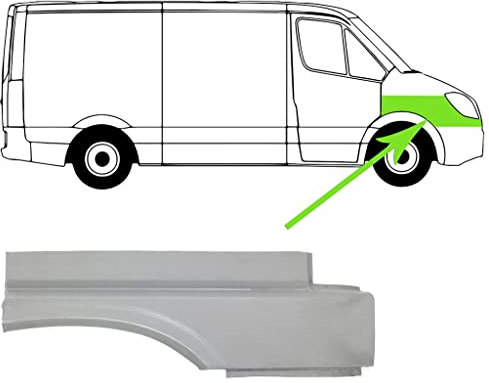 Reparaturblech für Kotflügel Stahl Verzinkt Rechts Kompatibel mit VW Transporter T4 70A 70H 7DA 7DH 90-96 von Autoteile Gocht