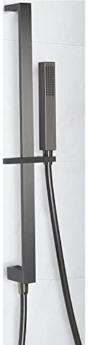 Milano Orno Square Hand Shower Handset and Riser Rail Kit - Gunmetal Grey
