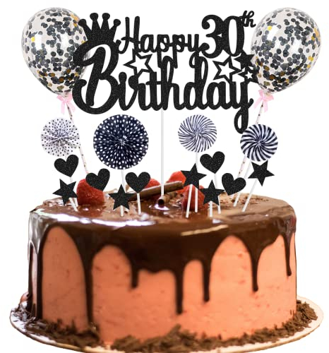 Tortendeko 30 Geburtstag Deko Happy 30th Birthday Tortendeko 30 jahre Frau Mann Kuchendeko 30. Geburtstag Frau Schwarz Tortendeko Mann Frau Hello 16 Glitter Cake Topper für 30 Geburtstag