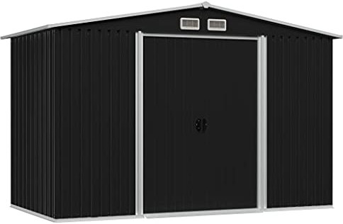XIAOGUANG Geräteschuppen, Gerätehaus, Gartenhütte, Fahrradgarage, Gartenschuppen, Gartenhã¤User & Aufbewahrung, Anthrazit Stahl 257x205x178 cm