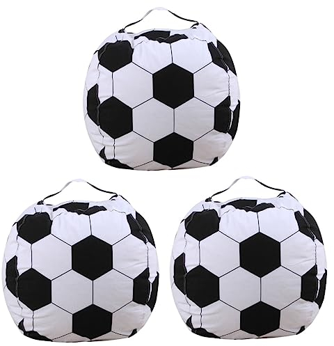 Toyvian 3st Aufbewahrungstasche Für Fußball Aufbewahrungsorganisator Für Kinder Aufbewahrungstasche Für Stofftiere Lagerung Baseball-sitzsack Spielzeug Polyester Weiß Veranstalter Füllung
