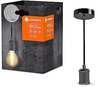 Ledvance Vintage 1906 Pendelleuchte BOBBIN E27, gun metal, max. 25W (LED 15W), E27 Sockel, Innenraum-Pendelleuchte, runder Baldachin, Kombination mit 1906 Vintage- oder smarten Lampen, Gray