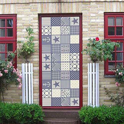 Fototapete Türtapete Selbstklebend Mediterraner Stil Türposter Abnehmbar Türfolie Poster Tapete 3D Kreative Türaufkleber Für Innentüren Wohnzimmer Schlafzimmer Küche Bad 90X200Cm