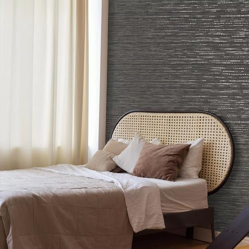 Boutique Chunky Weave Textured Plain Charcoal Wallpaper | Paste The Wall | Grey Texture | Eco-Friendly