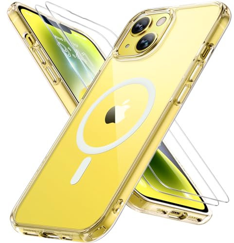 Miracase Magnetisch für iPhone 14 Hülle Kompatibel Mit MagSafe[mit 2 Schutzglas] Militärnorm Schutz Anti-Fingerabdruck Schlanke Ausführung Handyhülle für iPhone 14 6,1 Zoll, Transparent