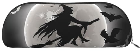 JCAKES Halloween Hexe Leder Federmäppchen Mäppchen Federtasche für Mädchen Mäppchen Jungen Federtaschen Kleine Bleistiftbox Personalisierte Federmäppchen Kosmetiktaschen, silber, Einheitsgröße,