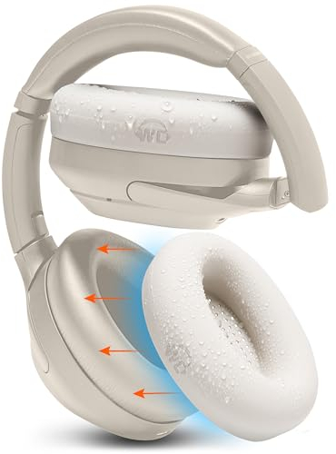 WC SweatZ XM4 – Patentierte Schweißschutz-Ohrpolster für Sony WH1000XM4 von WC | Silikon-Ohrpolster für Sony WH-1000XM4-Kopfhörer | Schweißfest und leicht waschbar | Beige