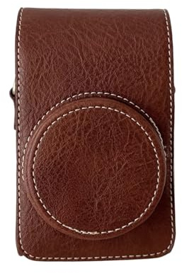 Andoer Digital Camera Protective Case PU Leather Camera Storage Bag with Removable Shoulder Strap Compatible with RICOH GR2/GR3/GR3X Canon G7X2/G7X3 Sony RX100/ZV1/LX10/SX740/ZR1000/CCD, Brown
