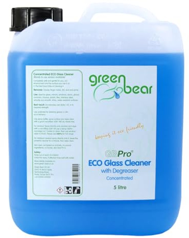 GBPro Eco Window Glass Cleaner + Degreaser (Concentrated) Streak Free, Glass Cleaner, Building Windows, Car Windows, Mirror Cleaner, Smear and Streak Free, Environmental-friendly - 5L Refill