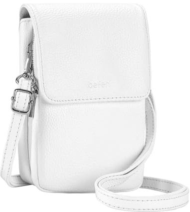 befen Echtleder Handytasche zum Umhängen, RFID-Blockierung Handy Umhängetasche Damen Leder, Handytasche mit Geldbörse zum Umhängen, Crossbody Bag mit Verstellbar Schultergurt, Weiß