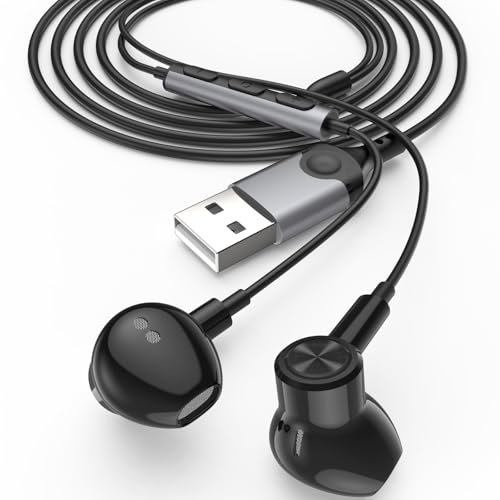 ACAGET USB Earphones for PC, 7.5 Ft, USB Headset Earbud with Microphone Computer Headphones, Wired In Ear Earphone with Type A Port Connection for Dell Laptop for Surface for Switch