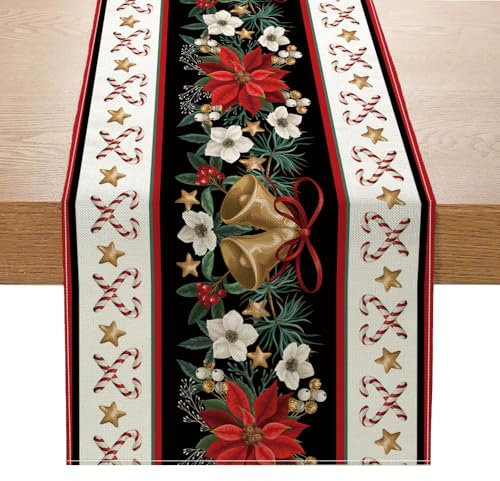 Tischläufer Weihnachten Rentier Baum Schneeflocken Weihnachtsdeko Weihnachtstischdecke Weihnachtsdeko Tisch Weihnachtstischläufer Deko Winter Tischläufer 40x140 cm (03, 40 x 140 cm)