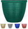 SG Traders Cromarty 25cm Round Plastic Outdoor Plant Pot With Drainage Holes (Dark Green, Pack of 1 Pot)