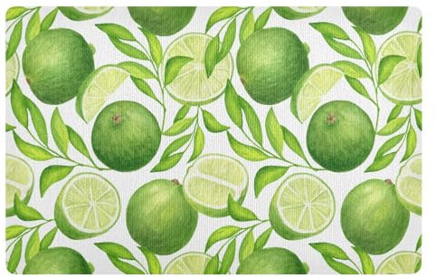 Green Lime Front Door Mat 32x20in Non-Slip Rubber Backing Welcome Door Mat Indoor Outdoor Ultra Thin Outdoor Doormats for Entryway Front Back Door