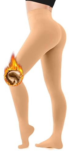CozyWow Collant termici da donna, beige scuro, S-M