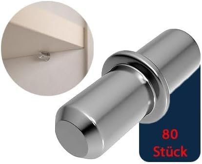 Bodenträger Duplo 5mm mit Ring für Bohrung Einlegeboden Halter Regalbodenträger Regalstifte 5mm Fachträger für Einlegeböden Bretthalter Regalbretthalter Fachbodenträger Rostfrei (80 Stück)