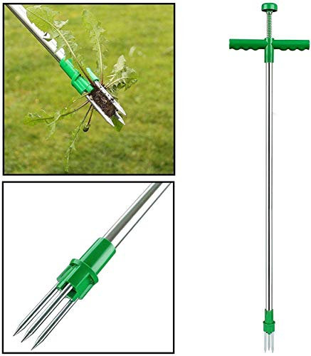 Steel Weed Puller Twister Claw Weed Remover - Long Handled ragwort fork for Garden, Weeder Grass Puller, Weeding Root Killer Hand Tool