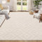 Enyhom Wohnzimmer Teppich, Esszimmer Kurzflor Geometrische Küchenteppich Hochwertiger Moderner Pflegeleicht Teppiche für Schlafzimmer Büro Aufenthaltsraum (Creme, 140 x 200 cm)