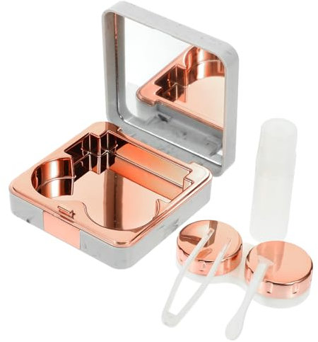 ARTSEWPLY Marble Contacts Case Portable Travel Kit Mirror Lens Storage for Contact Lenses