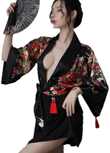 YEBAODUO Kimono japonais sexy traditionnel pour femme - Lingerie Yukata - Pyjama pour femme