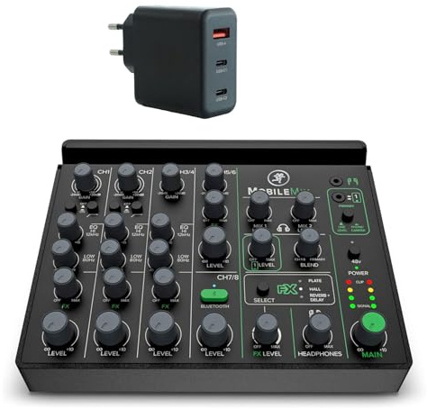 Mackie MobileMix Mobiler 8-Kanal Analog-Mixer Mischpult mit keepdrum Schnell-Ladegerät