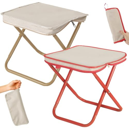 Chenboow Sgabello pieghevole portatile, 2 pezzi, per campeggio, giardino, pesca, barbecue, spiaggia
