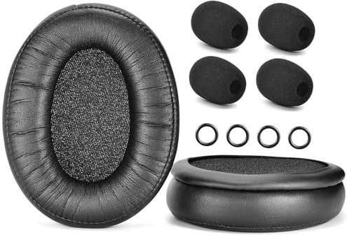 Ersatz-Ohrpolster und Mikrofon-Schaumstoff, kompatibel mit HyperX CloudX/Cloud III/Pro/Core/Alpha/Alpha S/Alpha Pro/Flight/Flight S/Stinger/Stinger S/CloudX Stinger/Stinger Core (Proteinleder)